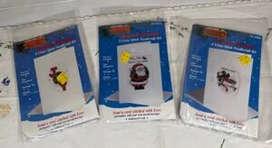 Vintage 1988 Titan Christmas Cross Stitch Card Kits Lot of 3 Santa Duck JOY